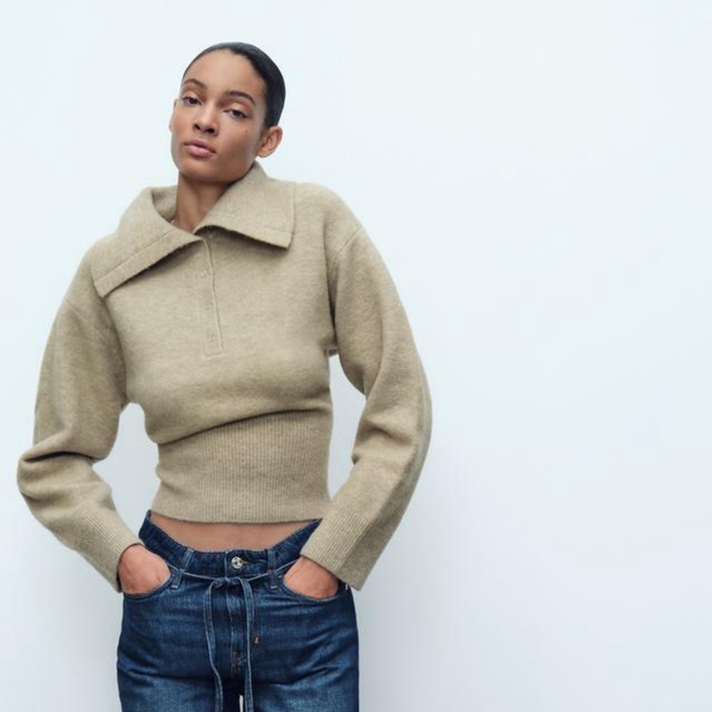 ZARA POLO COLLAR KNIT SWEATER